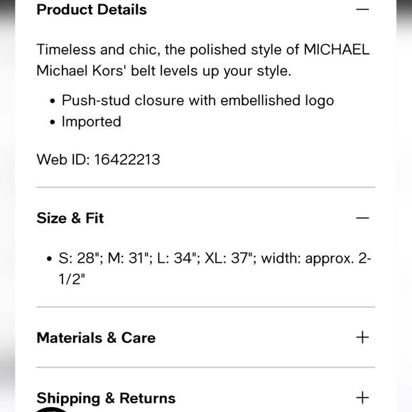 Michael Kors Embellished Logo Stretch Leather Belt